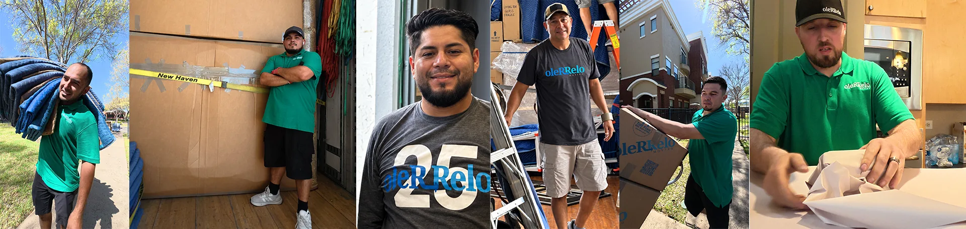 Meet the Oler Relo Moving Crew | In-State Moves Six Oler Relo Moving crew members shown at work during in-state moves